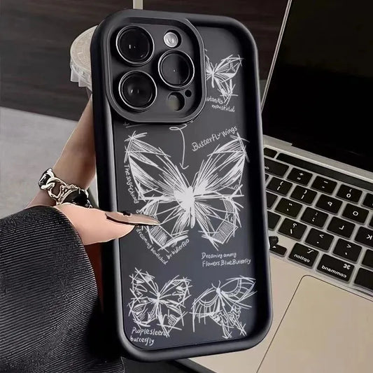 Butterfly Sketches Pattern Protective Phone Case - Item - BYTOODAY