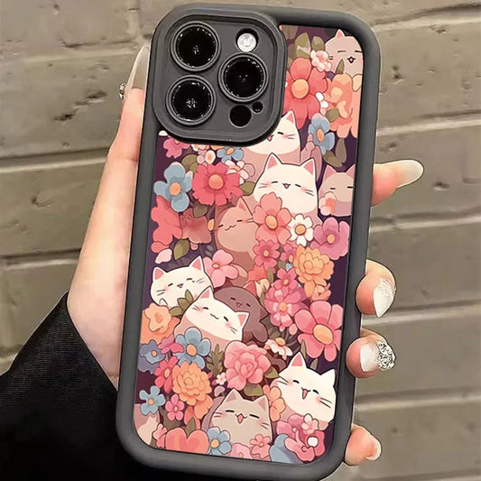 Colorful Kawaii Kitties Pattern Soft Phone Case - Item - BYTOODAY