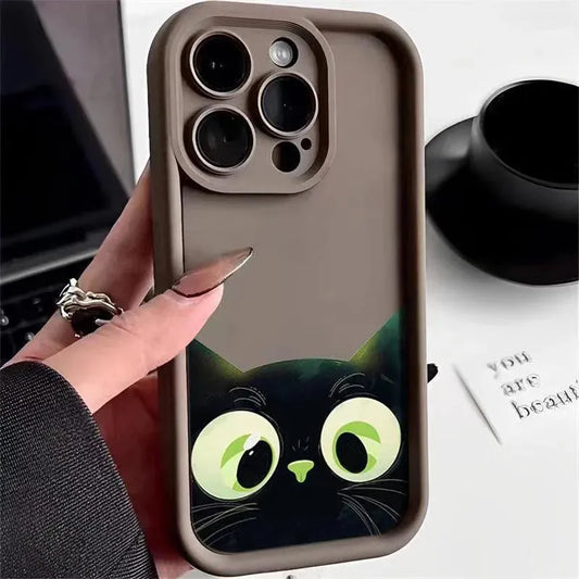 Colorful Protective Phone Case Patterned Black Cartoon Cat - Item - BYTOODAY