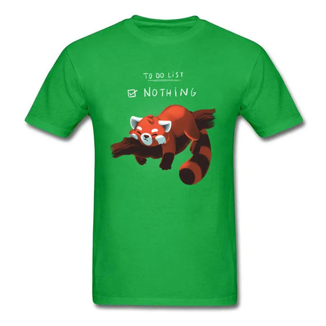 Cute Lazy Red Panda Printed T-shirt - Item - BYTOODAY