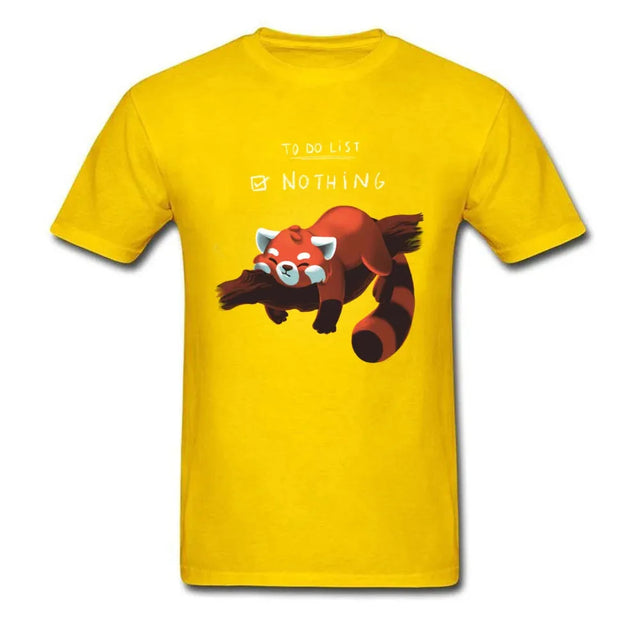 Cute Lazy Red Panda Printed T-shirt - Item - BYTOODAY