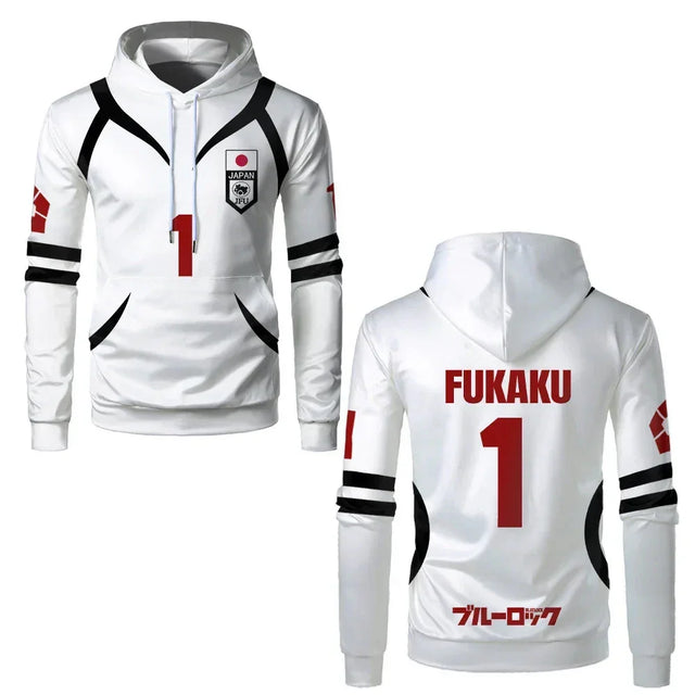 Fukaku's Custom Blue Lock U20 Japan Team White Hoodie - BYTOODAY