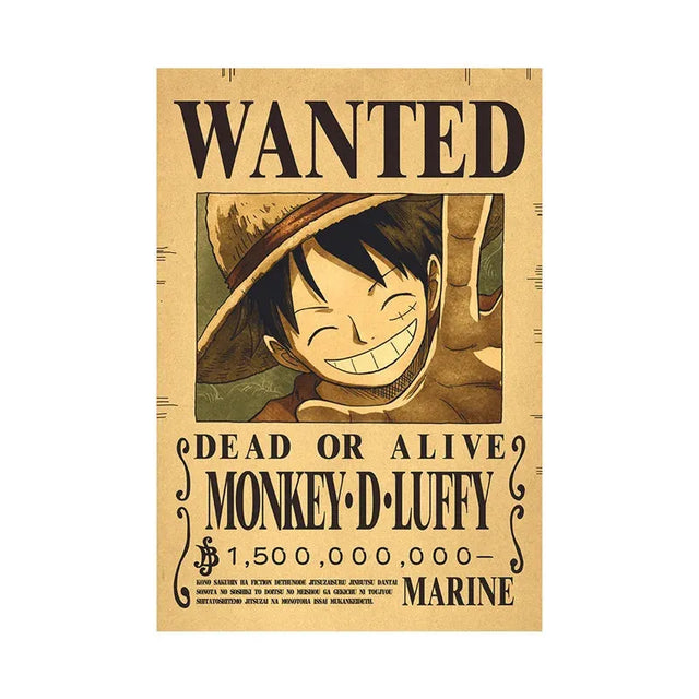 Luffy One Piece WANTED Custom Wall Poster - Item - BYTOODAY