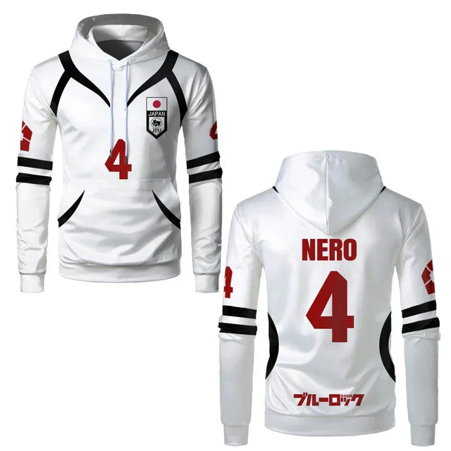 Nero's Custom Blue Lock U20 Japan Team White Hoodie - BYTOODAY