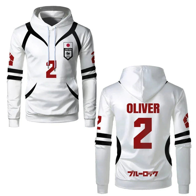 Oliver's Custom Blue Lock U20 Japan Team White Hoodie - BYTOODAY
