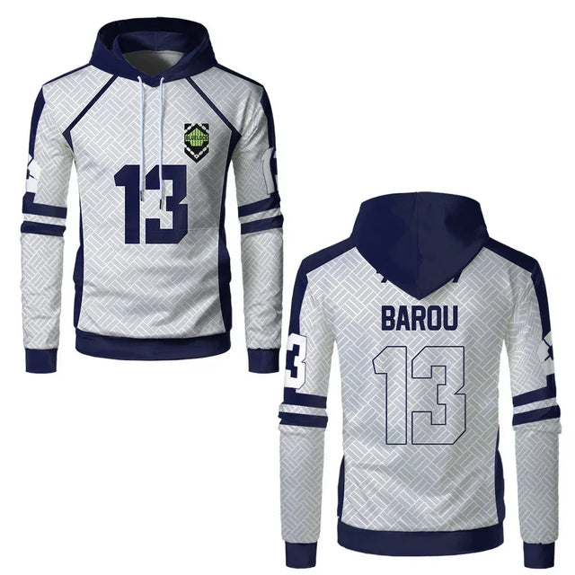 Barou's Custom Blue Lock Team White's Hoodie - BYTOODAY