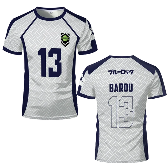 Barou's Custom White Jersey Anime Blue Lock - BYTOODAY