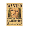 Bartolomeo One Piece WANTED Custom Wall Poster - Item - BYTOODAY