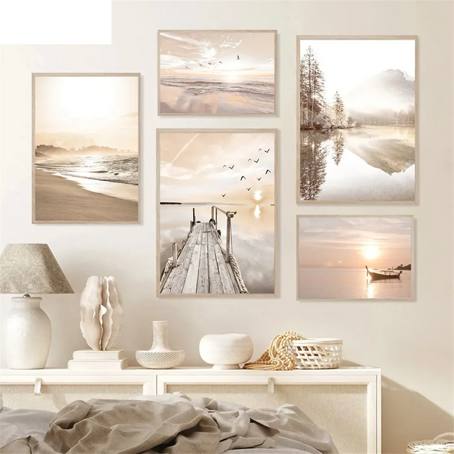 Beach Shore Pattern Decor Canvas Wall Poster - Item - BYTOODAY