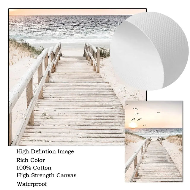 Beach Shore Pattern Decor Canvas Wall Poster - Item - BYTOODAY