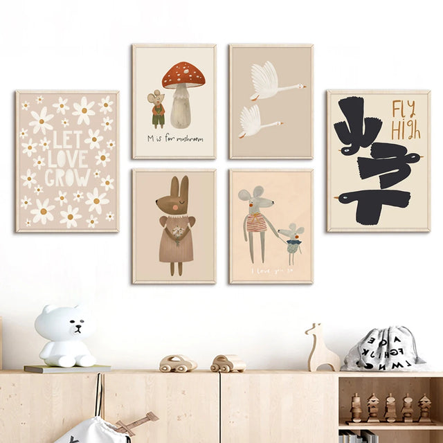 Brown Mouse Patterns Canvas Wall Cute Decoration - Item - BYTOODAY