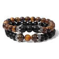 Brown Pattined & Matte Black Beads Bracelet Duo - Item - BYTOODAY