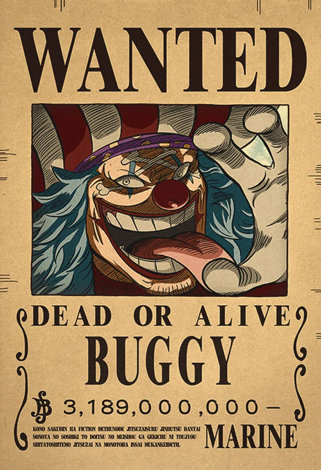 Buggy One Piece WANTED Custom Wall Poster - Item - BYTOODAY