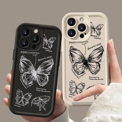 Butterfly Sketches Pattern Protective Phone Case - Item - BYTOODAY