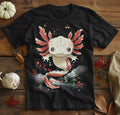 Casual Black T-shirt Patterned Axolotls - Item - BYTOODAY