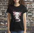 Casual Black T-shirt Patterned Axolotls - Item - BYTOODAY