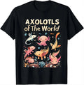 Casual Black T-shirt Patterned Axolotls - Item - BYTOODAY