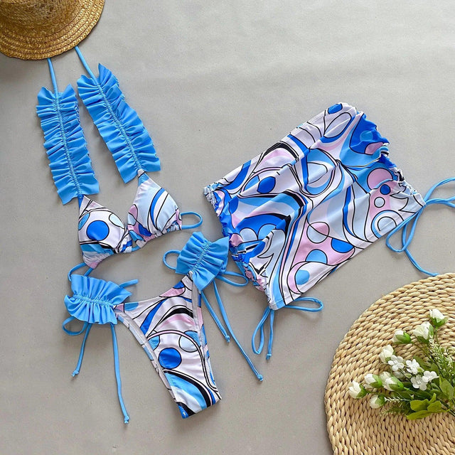 Colorful Floral Style Bikini Swimsuit Set - Item - BYTOODAY