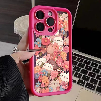 Colorful Kawaii Kitties Pattern Soft Phone Case - Item - BYTOODAY