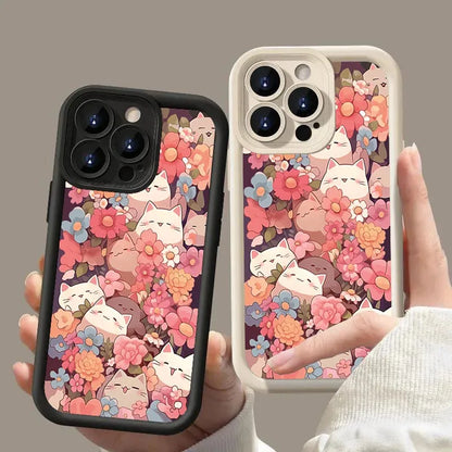Colorful Kawaii Kitties Pattern Soft Phone Case - Item - BYTOODAY