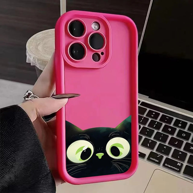 Colorful Protective Phone Case Patterned Black Cartoon Cat - Item - BYTOODAY