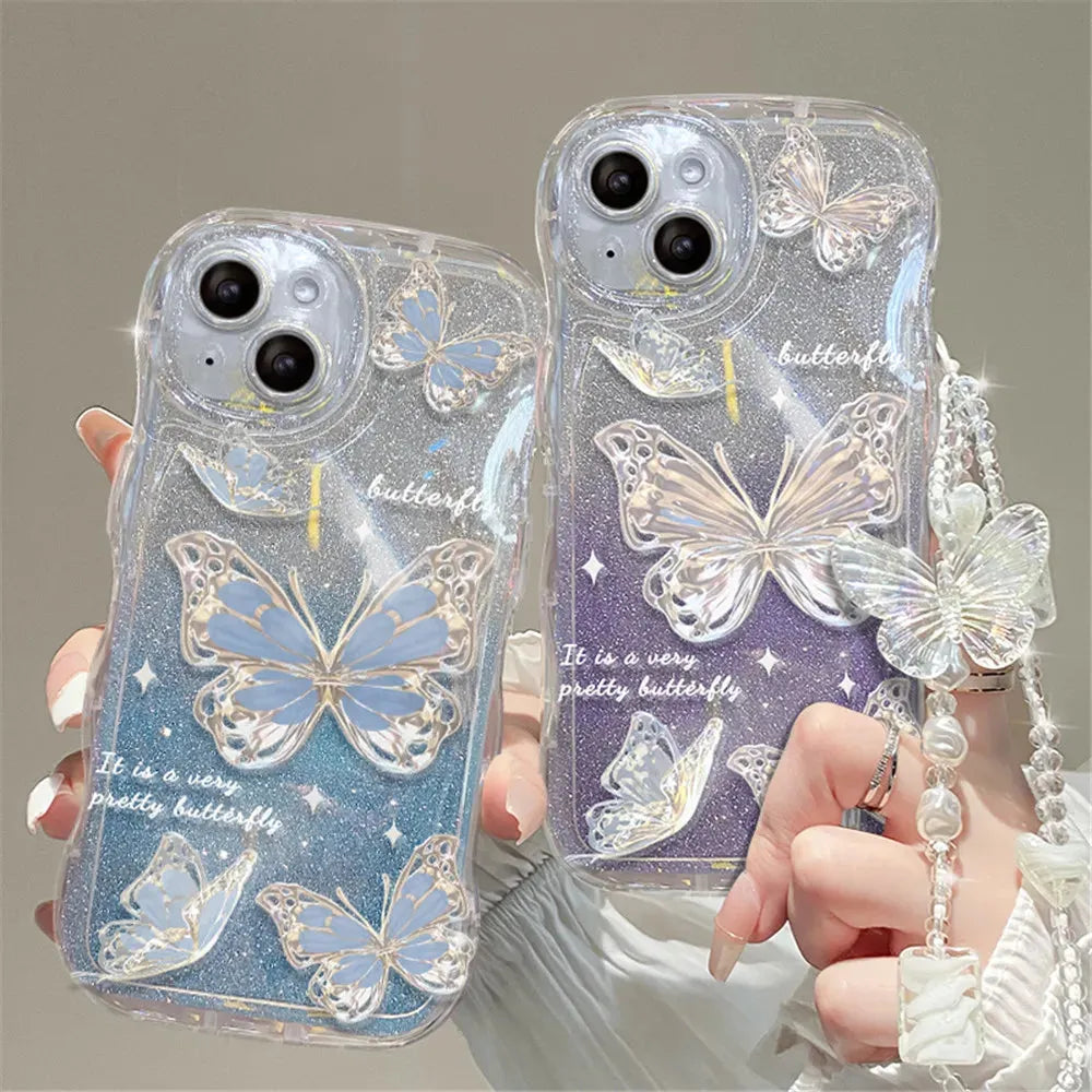 Crystal Shiny Butterfly Effect Protective Phone Case - Item - BYTOODAY