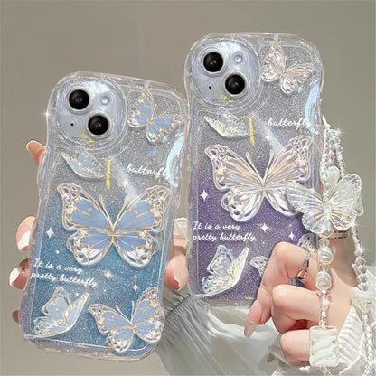 Crystal Shiny Butterfly Effect Protective Phone Case - Item - BYTOODAY