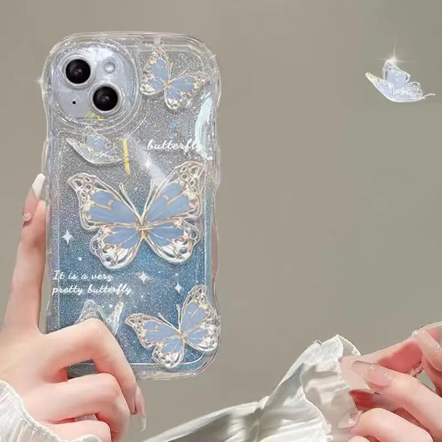 Crystal Shiny Butterfly Effect Protective Phone Case - Item - BYTOODAY