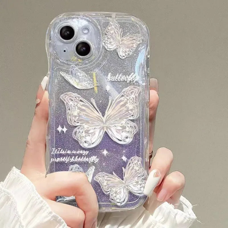 Crystal Shiny Butterfly Effect Protective Phone Case - Item - BYTOODAY