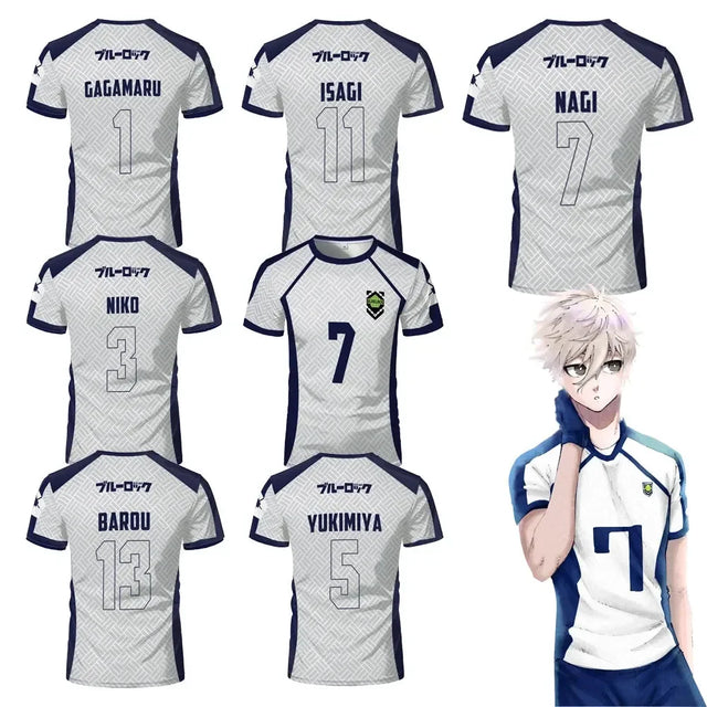 Custom White Jersey Anime Blue Lock - BYTOODAY