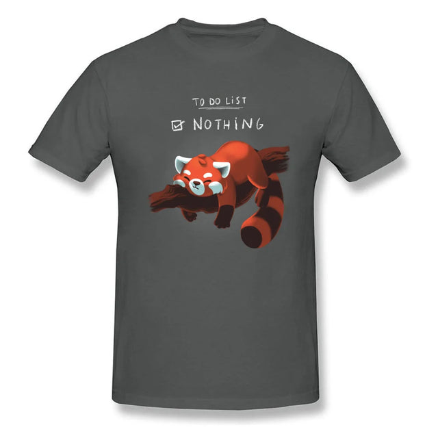 Cute Lazy Red Panda Printed T-shirt - Item - BYTOODAY