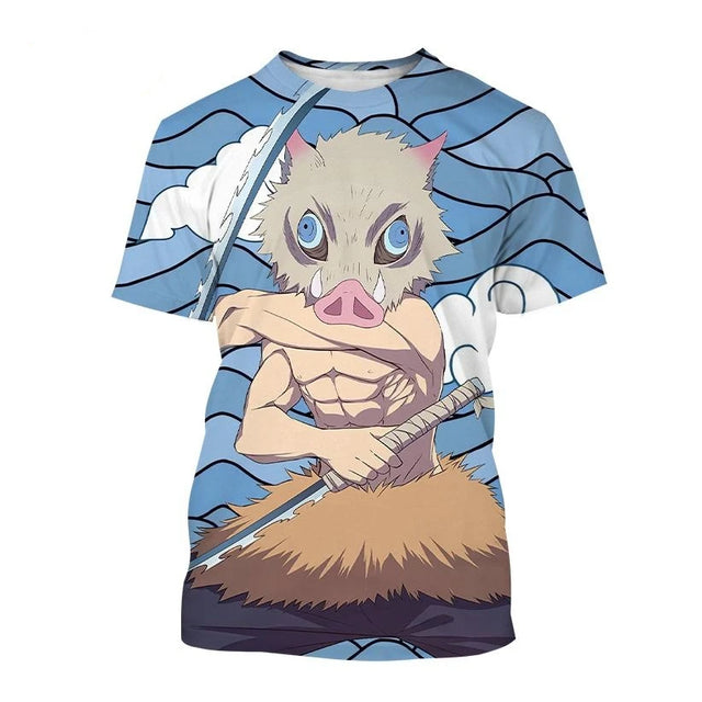 Demon Slayer Print Short Sleeve Custom T-shirt - Item - BYTOODAY