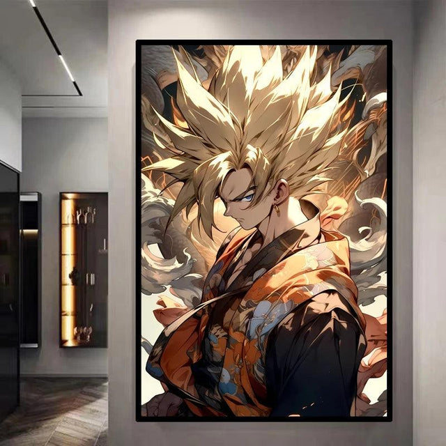 Goku SSJ Decorative Canvas Wall Poster - Item - BYTOODAY