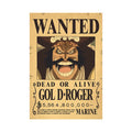 Gol D Roger One Piece WANTED Custom Wall Poster - Item - BYTOODAY