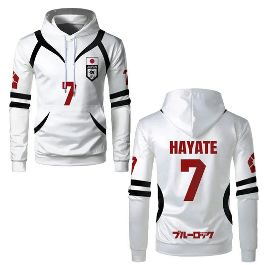 Hayate's Custom Blue Lock U20 Japan Team White Hoodie - BYTOODAY