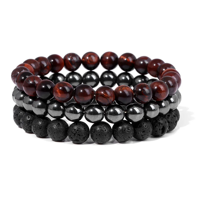 Lava Charm & Stone Bracelet Set - Item - BYTOODAY