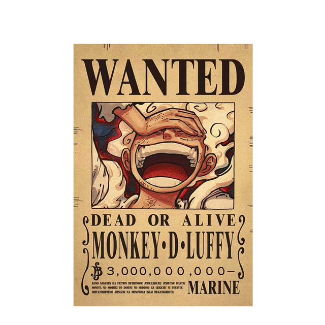 Luffy One Piece WANTED Custom Wall Poster - Item - BYTOODAY