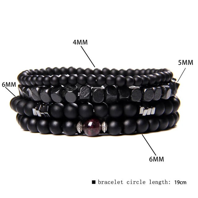 Matte & Pattined Black Bracelet Set - Item - BYTOODAY