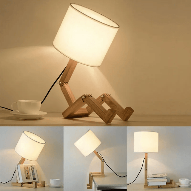 Modern Wooden Decorative Robot Shaped Lamp 110-240V - Item - BYTOODAY