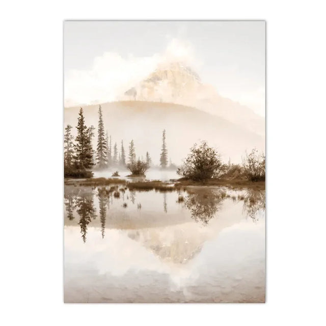 Mountains Lake Canvas Decor Wall Poster - Item - BYTOODAY