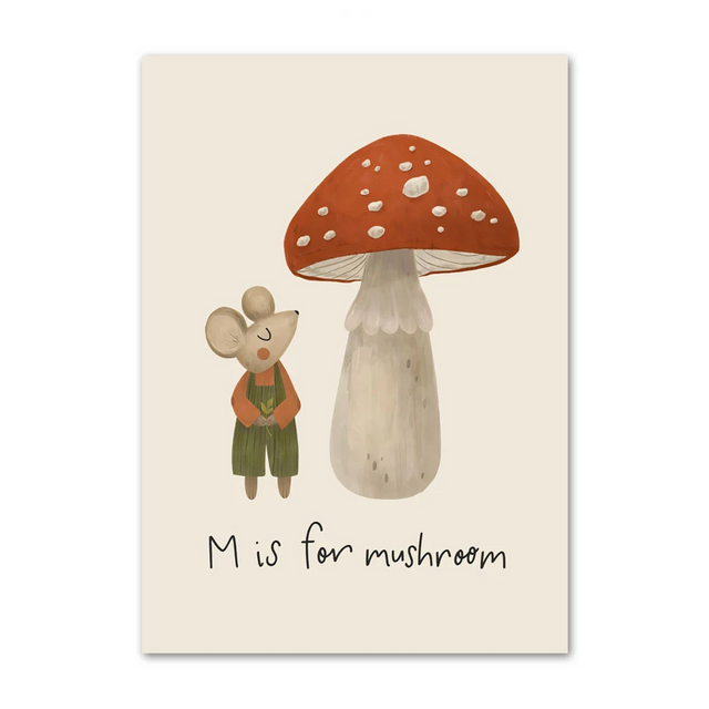 Mushroom & Mouse Patterns Canvas Wall Cute Decoration - Item - BYTOODAY