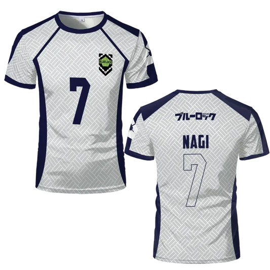Nagi's Custom White Jersey Anime Blue Lock - BYTOODAY