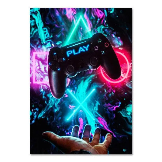 Neon Decoration Poster Colorful Ps4 Controller - Item - BYTOODAY