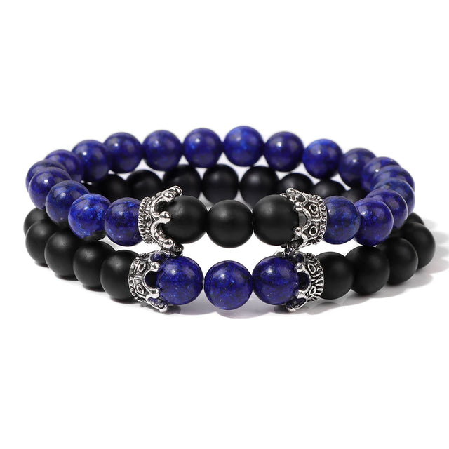 Night Blue and Matte Black Beads Bracelet Duo - Item - BYTOODAY