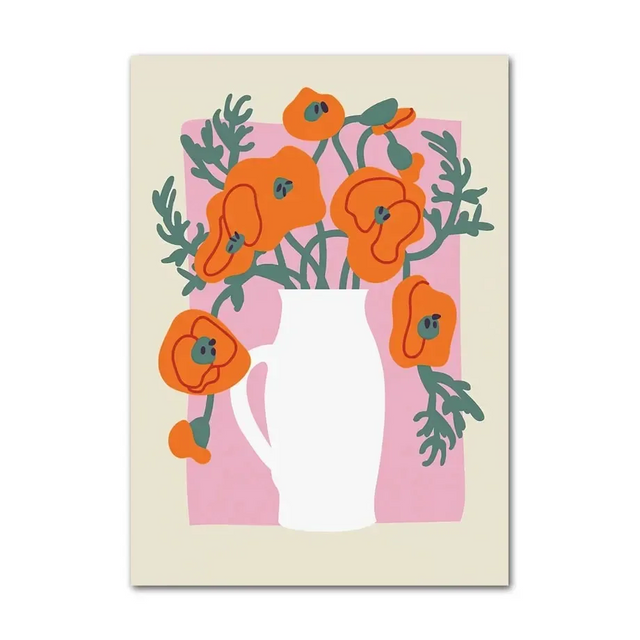 Orange Flowers Natural Art Decor Wall Poster - Item - BYTOODAY