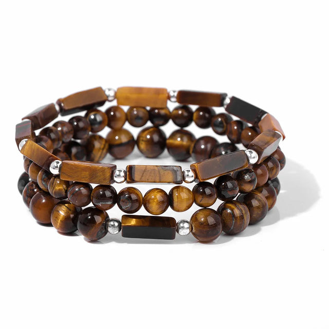 Pattined Wooden Effect Beads Charm Bracelet - Item - BYTOODAY