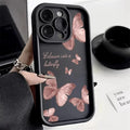 Protective Black Phone Case with Pink Butterfly Patterns - Item - BYTOODAY