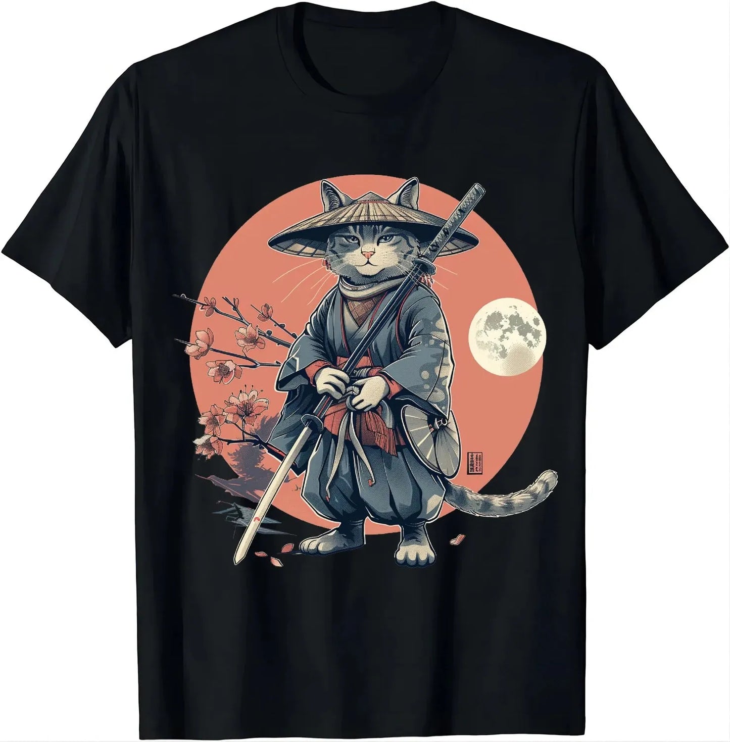 Samurai & Shinobi Cat Pattern Streetwear T-shirt - Item - BYTOODAY