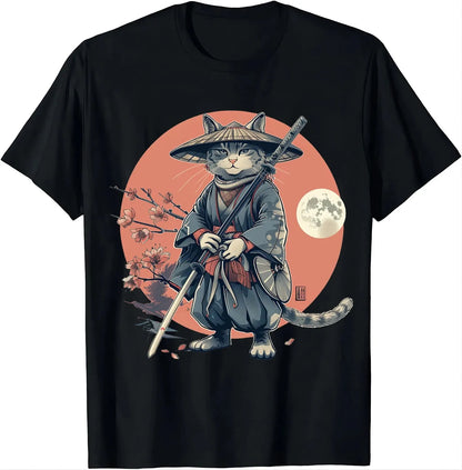 Samurai & Shinobi Cat Pattern Streetwear T-shirt - Item - BYTOODAY