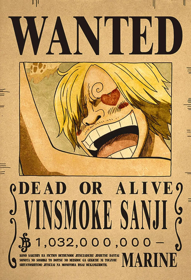 Sanji One Piece WANTED Custom Wall Posters - Item - BYTOODAY